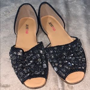 Just fab rhinestone flats